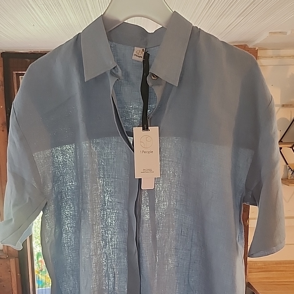 Blue Button Down Shirt with Classic Collar